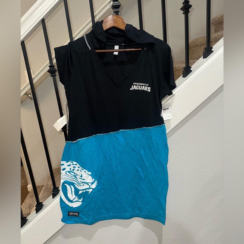 Jacksonville Jaguars Black and Teal T-Shirt Dress